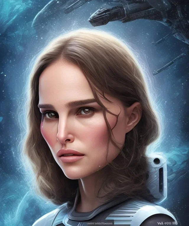 portrait Natalie Portman Star Wars with ocean nature