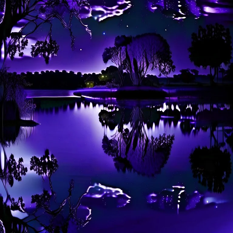 beautiful nighttime water mirrored dark purple