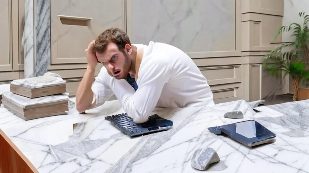 guy on phone mad about missing marble table during delivery