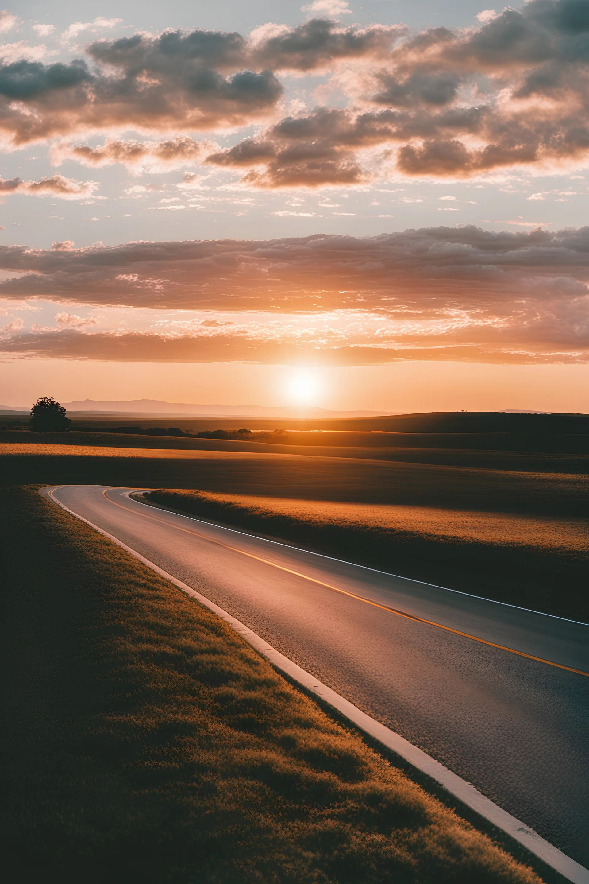 sunrise film photo of road .kodak