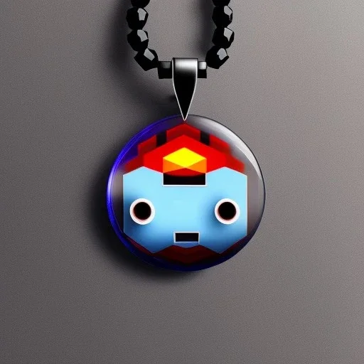 Clear polyester necklace with a pendant featuring a design inspired by a favorite video game character