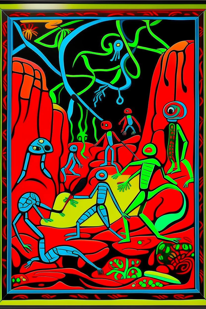 STICK MAN CAVE PAINTING in the style of Hiroshi Nagai