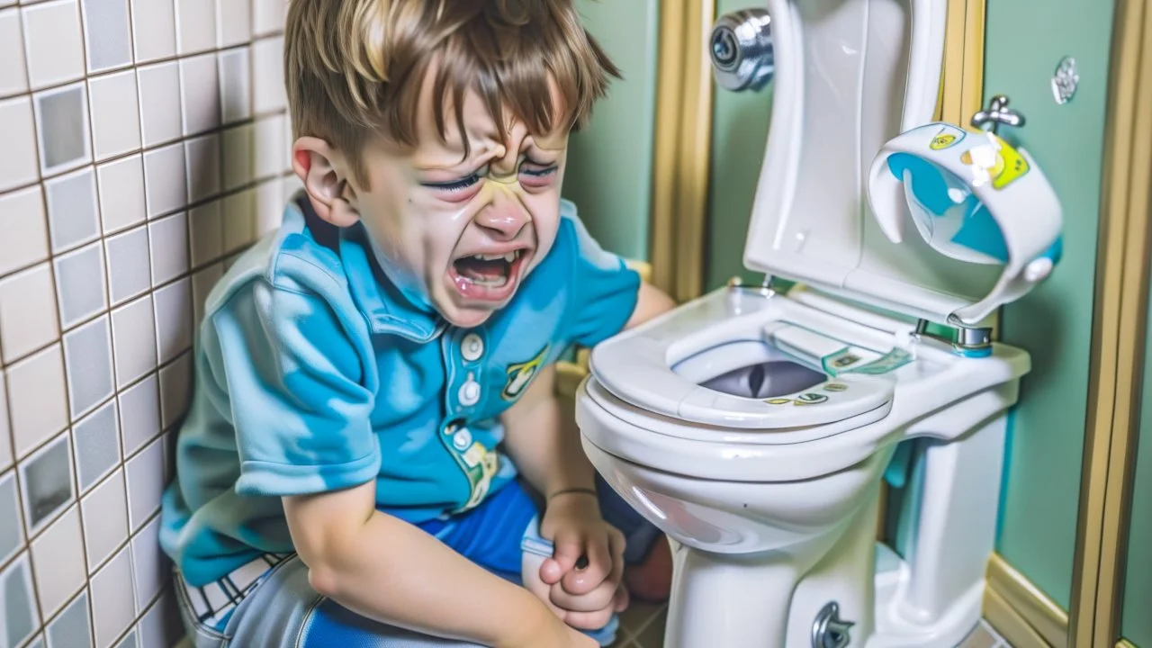 special needs boy crying while they keep flushing their gi-joes down the toilet