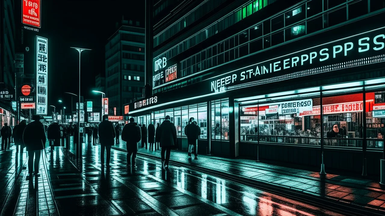 street photography metropolis night, clear focus, 3d, 64k, high resolution, hyperrealism, f/16, 1/300 s.