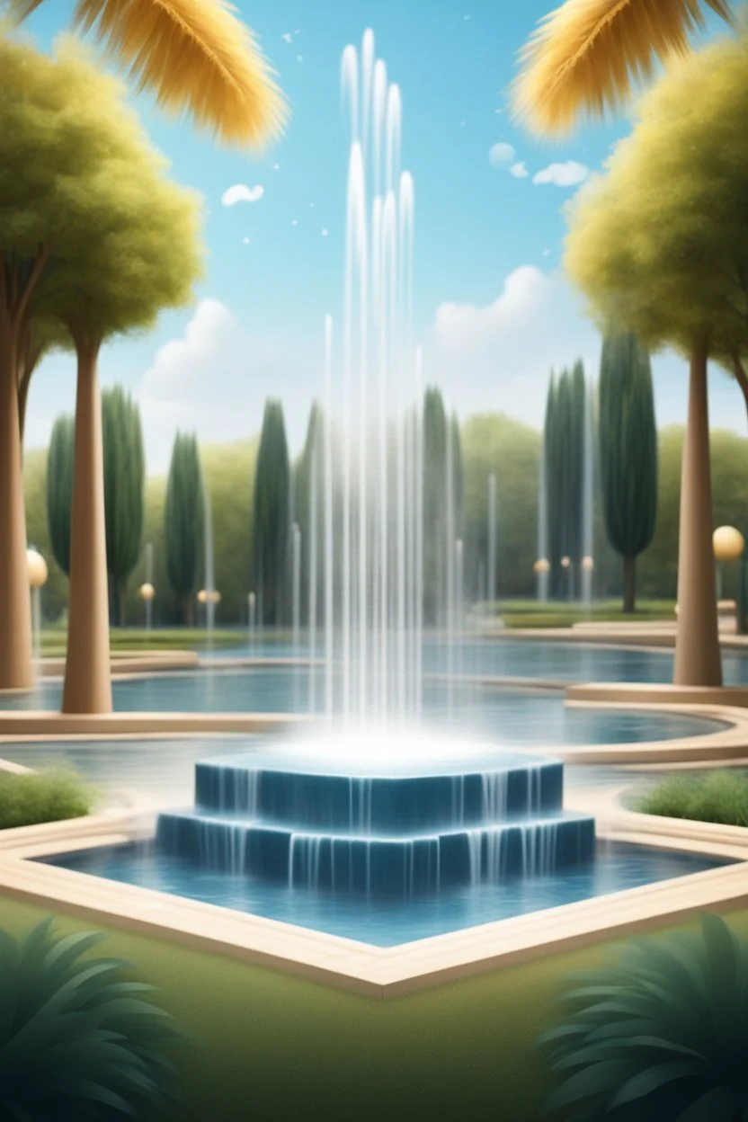 square logo, Symphony of fountains, landscape design of the park in the style of music and musicals