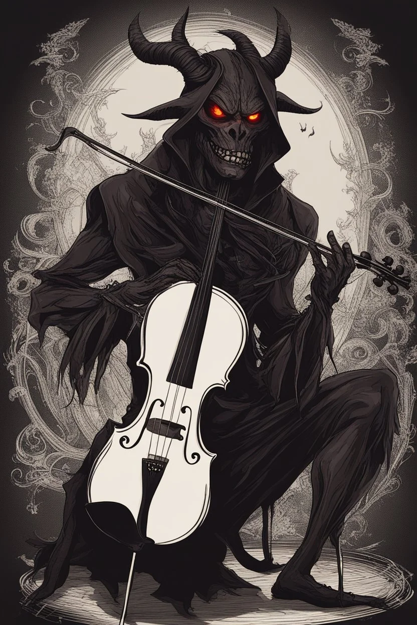 Dark demon musician with violin