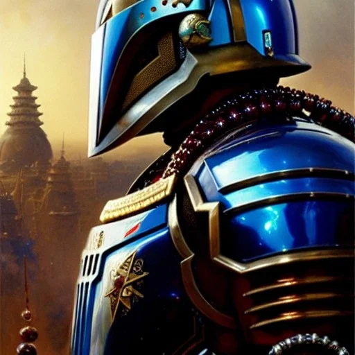 'Jango Fett helmet',ancient metal armor and helmet ,painting by gaston bussiere, greg rutkowski, yoji shinkawa, yoshitaka amano, tsutomu nihei, donato giancola, tim hildebrandt, oil on canvas, cinematic composition, extreme detail,fit full head inside picture,16k