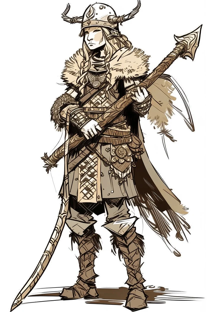 Girl Archer concept art, small head, full body, sketch, coll style