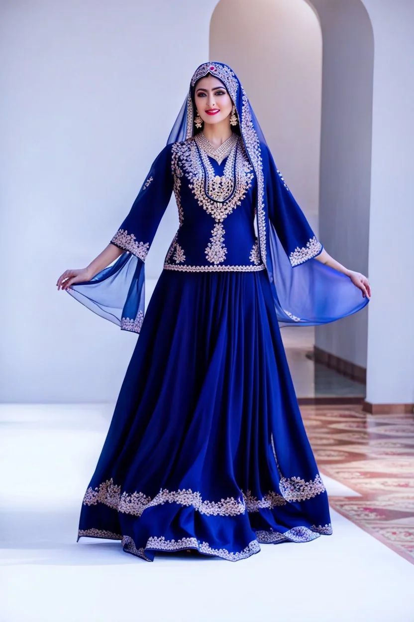 create a video of beautiful azerbaijani lady wearing traditional clothing dancing with sari gelin famous song and music of azerbaijan in a pretty villa garden