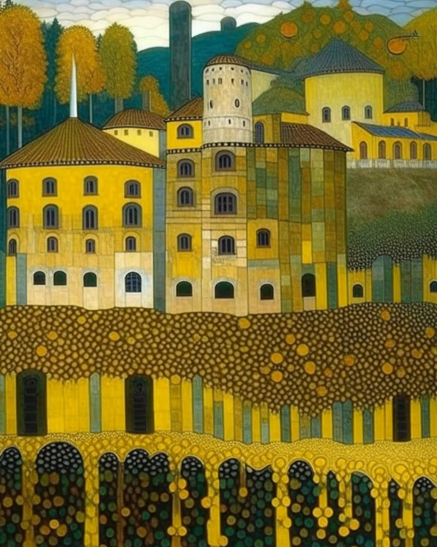 A haunted castle painted by Gustav Klimt