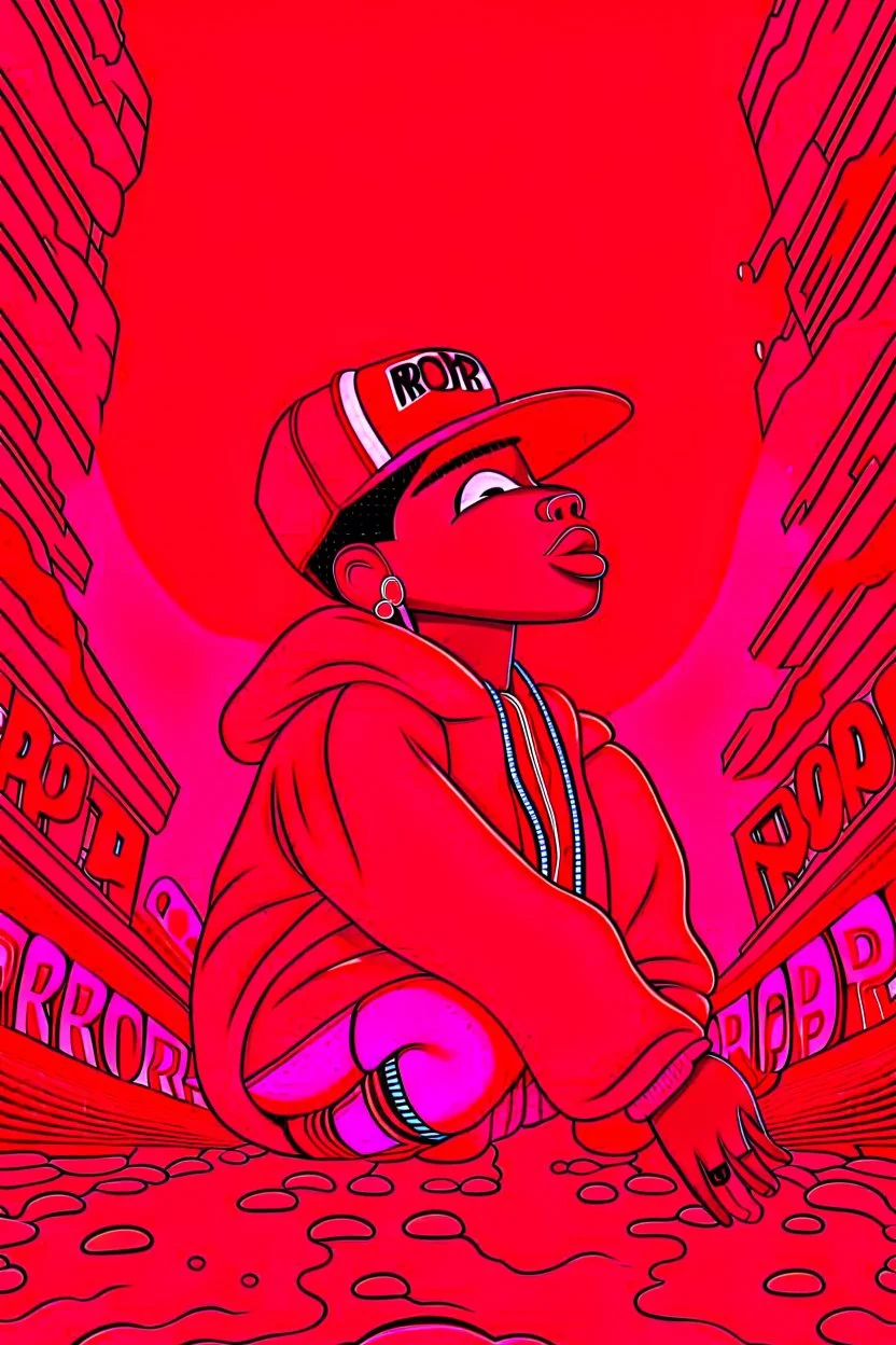 rap, hiphop, cartoon, super HQ, red colors