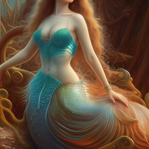 A beautiful portrait of haifa wahbi as a mermaid , leaning on a ships deck ,Rough sea in the background, (digitall art by Eugene de Blaas and Ross Tran, vibrant color scheme, highly detailed, in the style of romanticism, cinematic, artstation best quality, realistic lighting, masterpiece portrait, details light dusting , cowboy shot from above, simple chain hauberk Vector art digital illustration 3D shading )