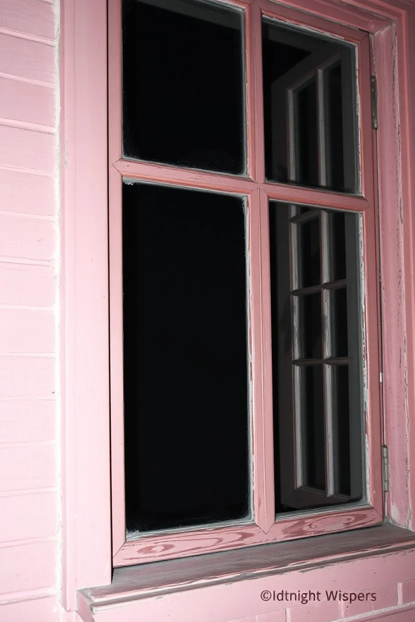 Midnight Whispers ghost window with a scary shadow behind