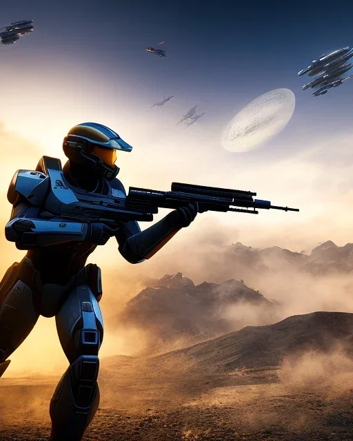 Halo, master chief, Assault Rifle, planet