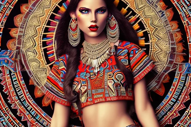 Aztec Girl,Photography,1960s clothing mixed with aztec clothing