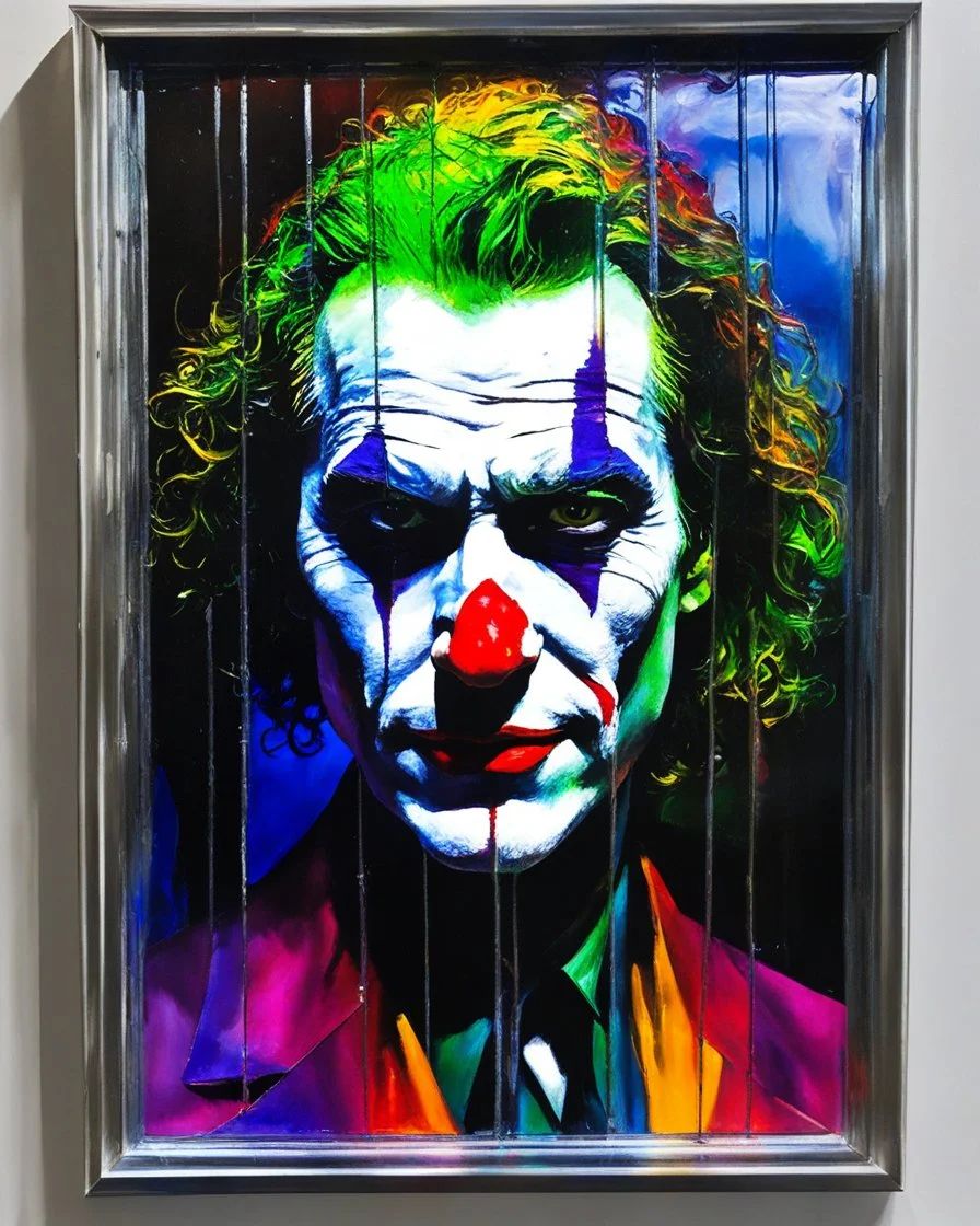 Joker face in window colors acrylics glass art