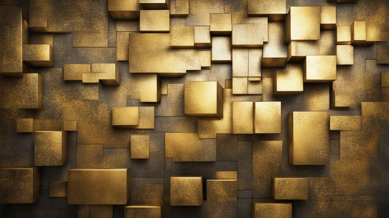 Hyper Realistic grungy-glowing-golden-scratched-blocks textured background