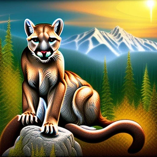 wild mountain lion on the mountain side