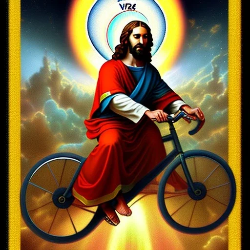 Portrait Jésus faisant du vélo