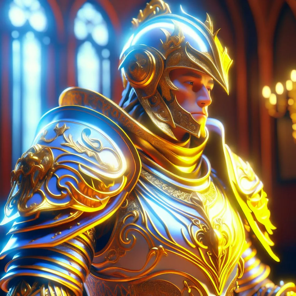 stylized cyy knight with ornaments, epic, fantasy, intricate, hyper detailed, artstation, concept art, smooth, sharp focus, ray tracing, vibrant, photorealistic, textured, centered, 4k