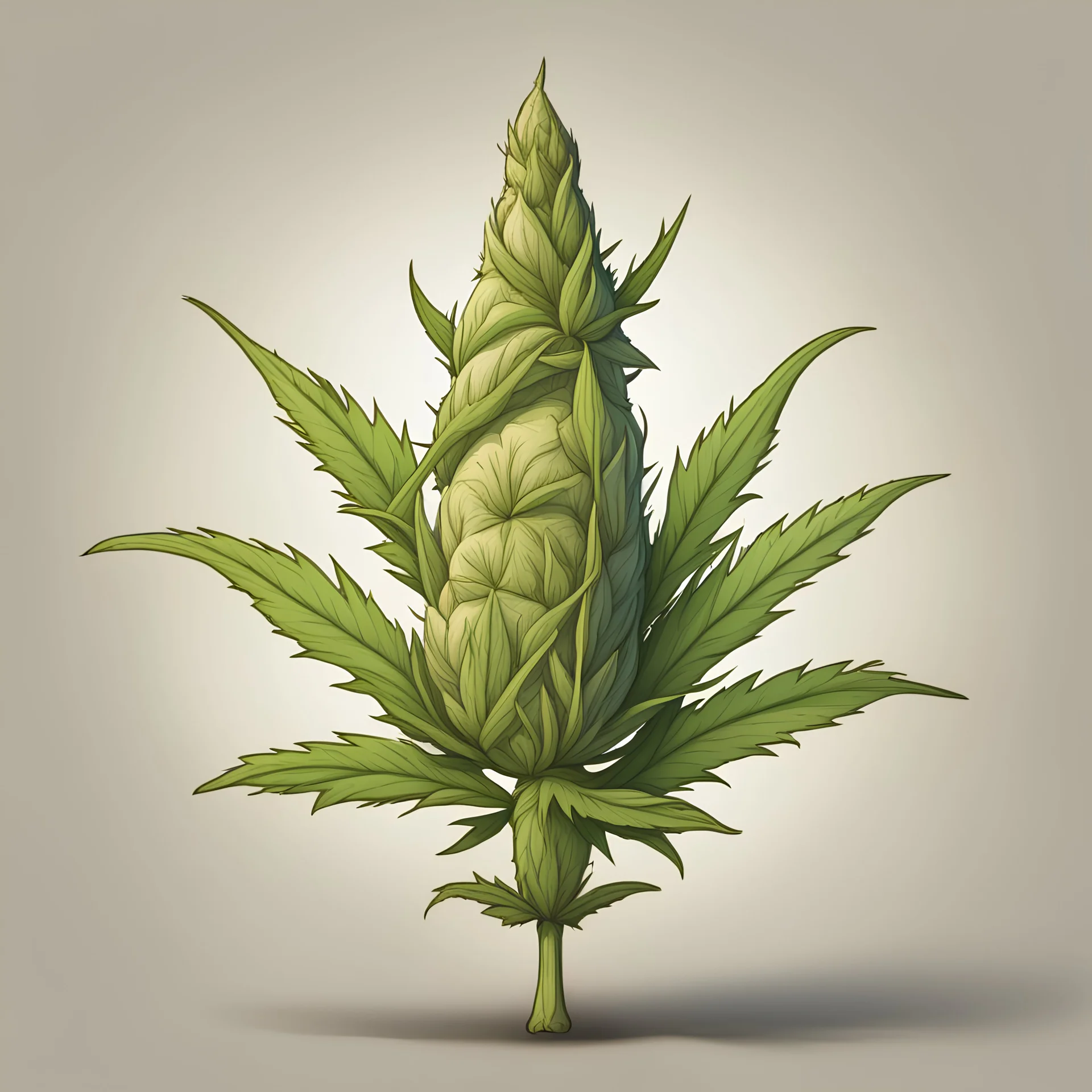 animated cartoon of a hermetical hemp bud