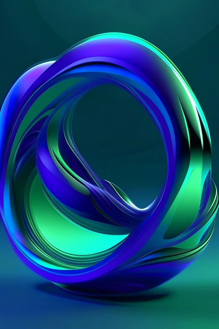 3d abstract space streamlined shape in blue green violet colors infinity