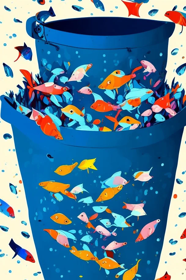 Fishes abstract in a bucket