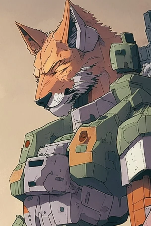 Wolf themed mecha comic style
