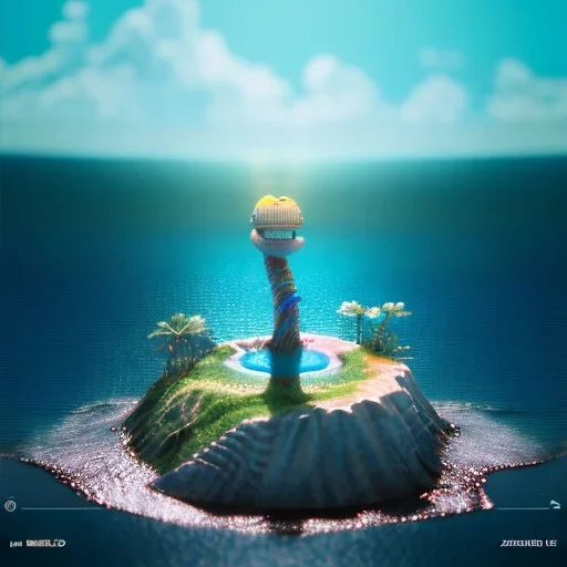 The Isometric Glass Tall Box Mini Model Little Real Island Mixed Water Fall rainbow Under Ocean Sunshine Summer Background Blue Sea, The Last Of Us / Avatar, Octane Render / ZBrush, Cinematic, IMAX Film, Nikon D750, 16K, Autostereoscopy, Anthropomorphic, Golden Ratio, Geometry, Symmetric, Depth Of Field, Highly Detailed, Ultra Realistic, Beautiful Lighting, Halfrear Lighting, Soft Light, Candoluminescence, Cast Shadow, Reflective, Glow, Translucent, Normal Map, Carbonated --testp