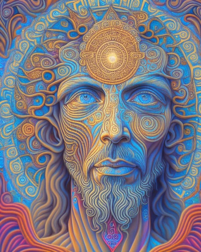 digital painting of a saint, psychedelic style, Alex Grey, intricate details