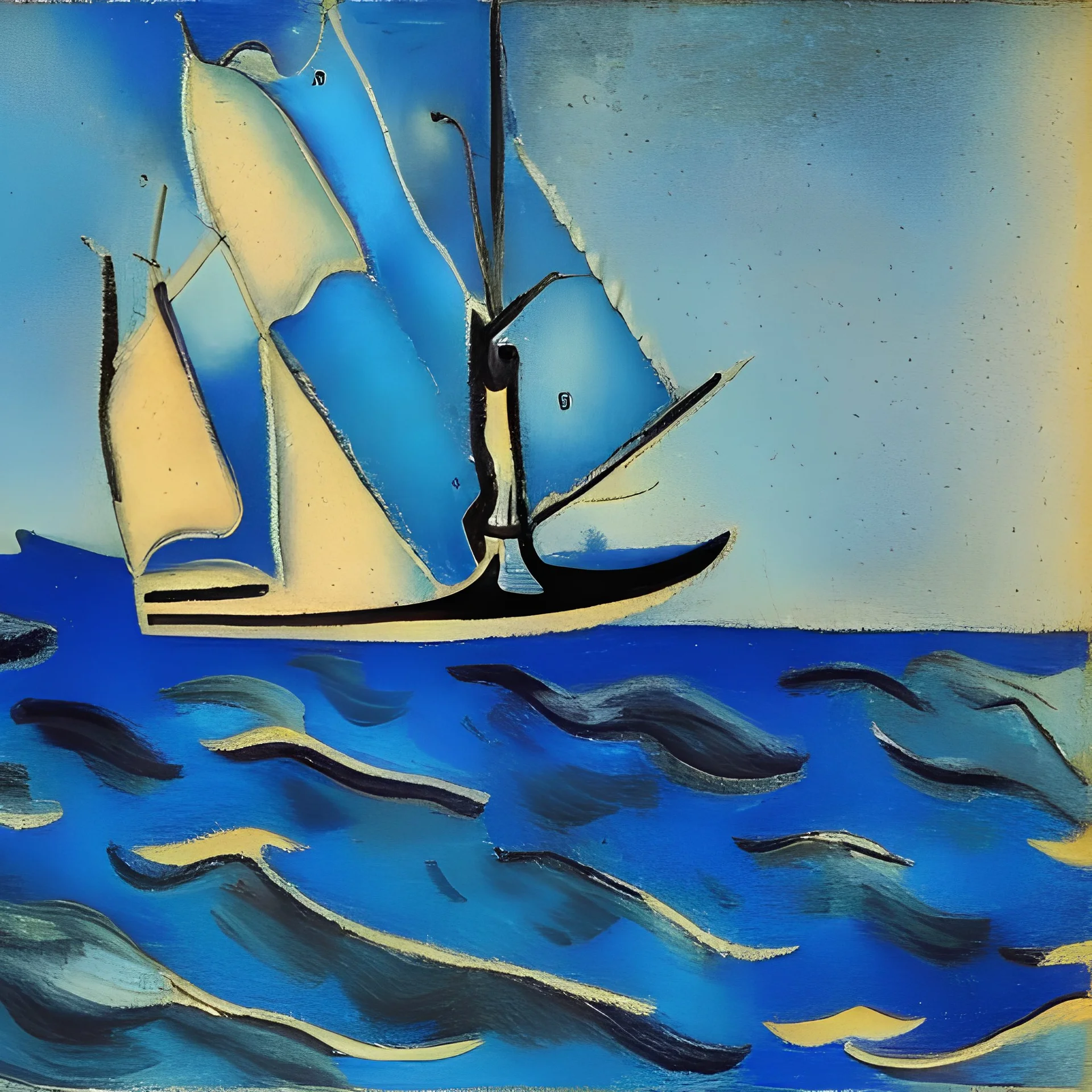 sailship in blue ocean by Georges Braque