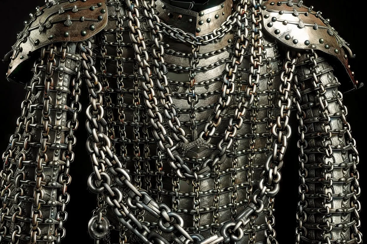 england medieval armour chains design front on shot facing camera