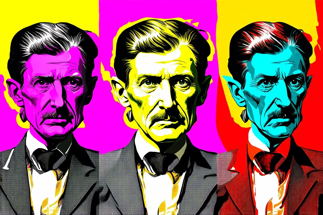 Nikola Tesla in the style of warhol