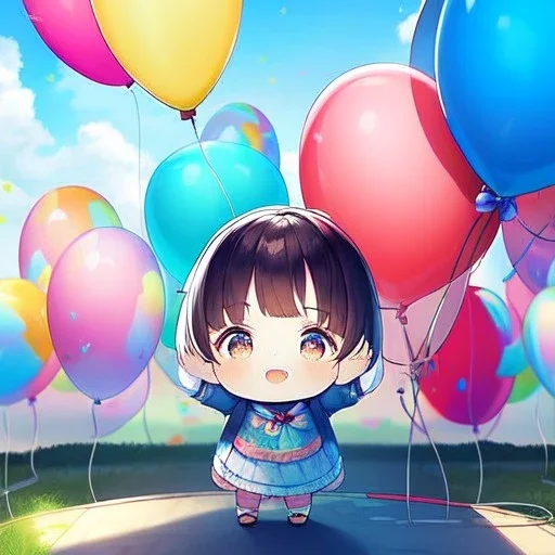 yound anime child letting go of a balloon