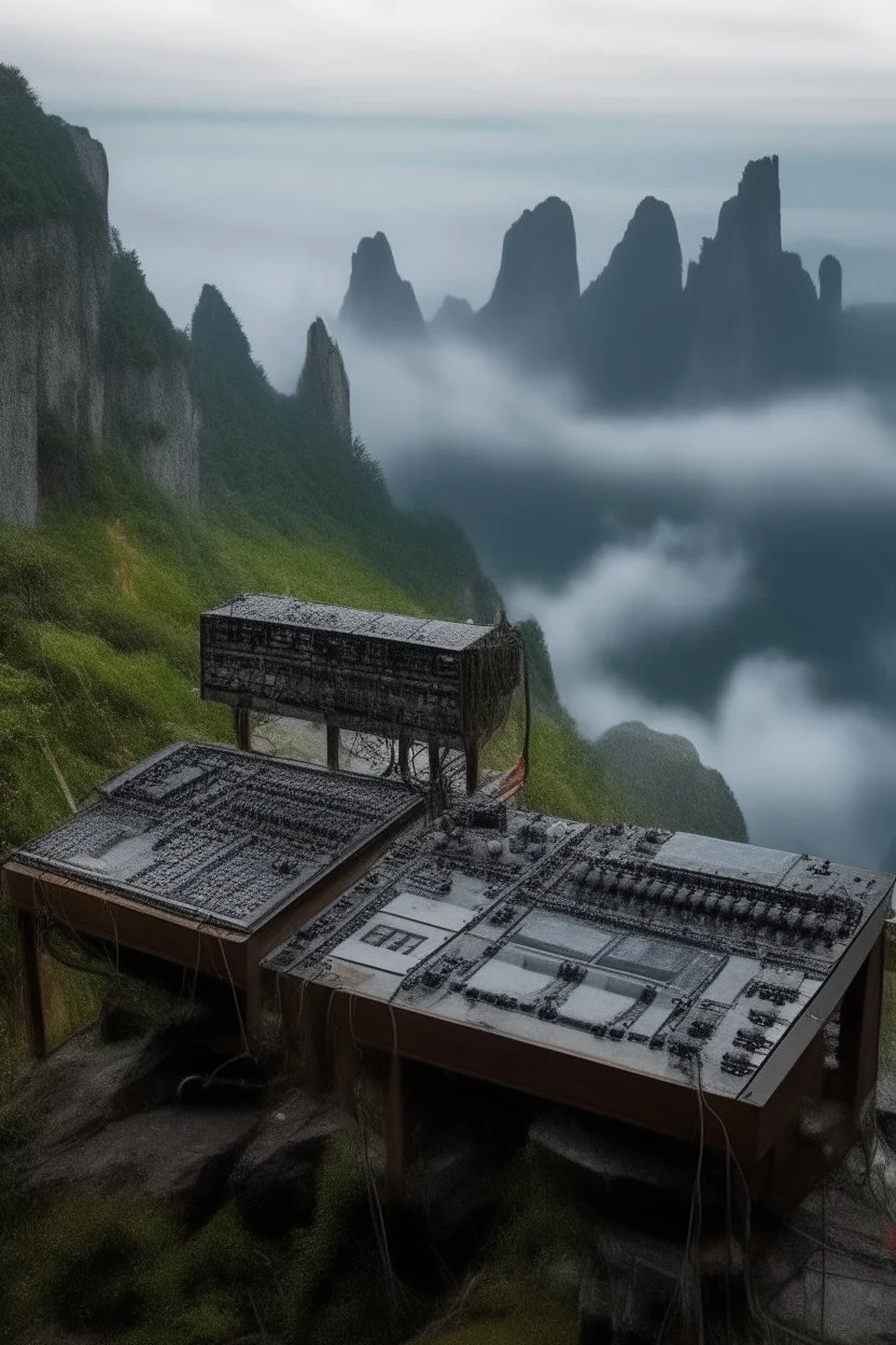 the bank of a torrent of river and waterfall from far away gothic theme