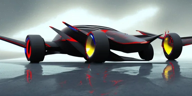 jet powered concept car . background is 200 real clowns