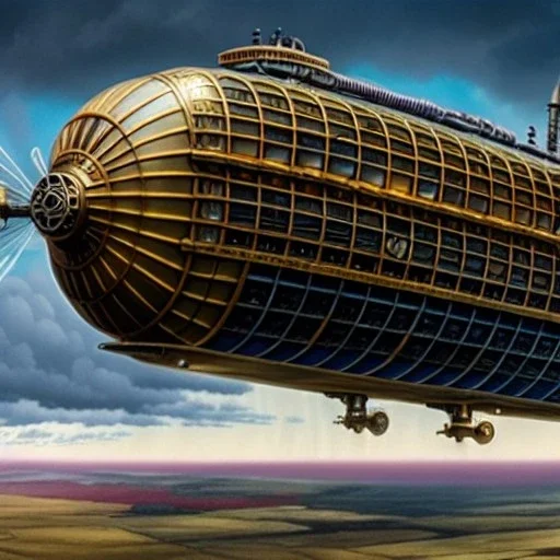 fullbody Drawing of 'sketch of steampunk Airship as in the movie mortal engines(2018)',intricate detail,andrea bonelli,Kilian Eng,Ohrai,evan lee,Aleksandr Sidelnikov,KyuYong Eom,three quarters frontal aerial view,toned colors,32k