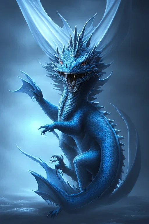 A Blue eyes withe dragon in the darkness