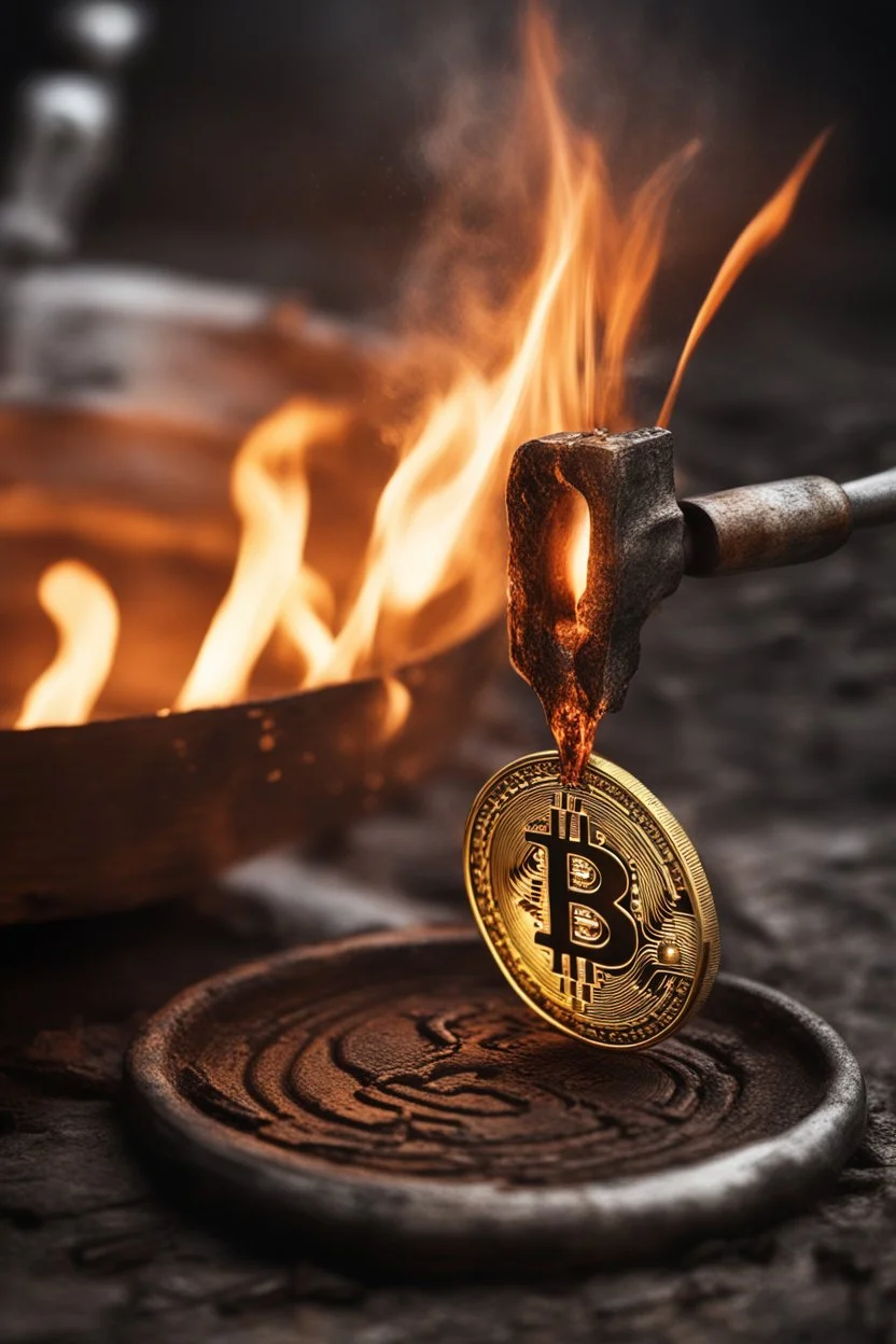 A Bitcoin logo is burned into the skin of a man by an old branding iron, the kind that was used for animals. It's dramatic and happended in the moment, close view. It is still hot and steam can be seen from the burn mark. Hyper realistic photorealistic painting, dramatic, ultra detailed, cinematic lighting,