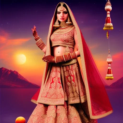 Panjabi beautiful bride on moon