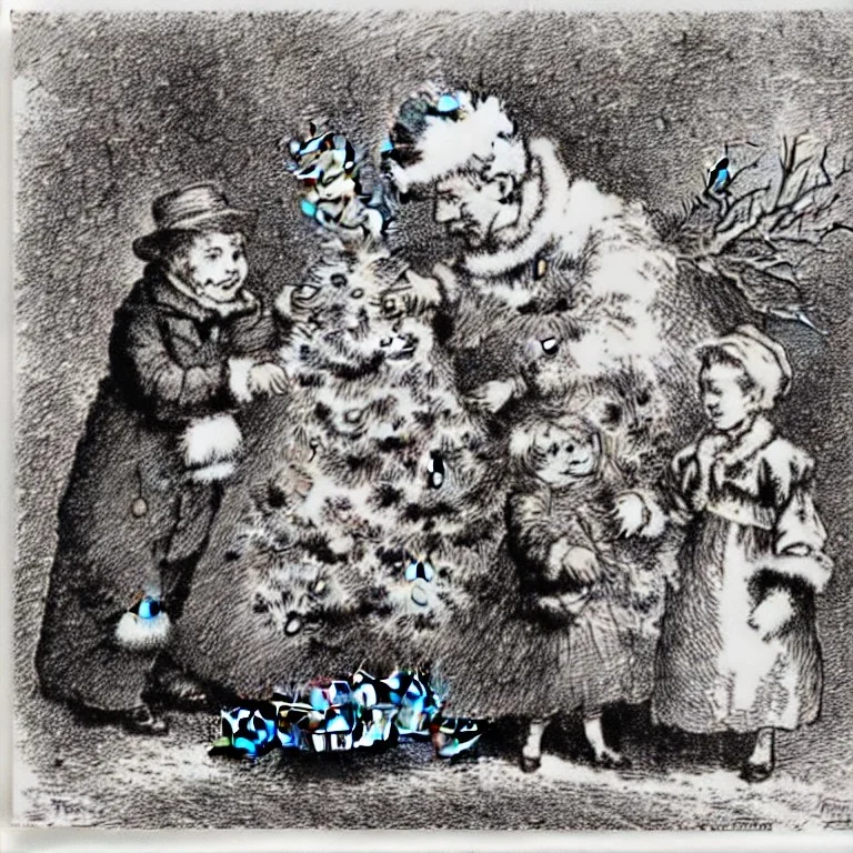 christmas presents under a tree by Thomas Nast