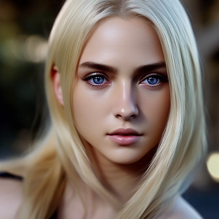 Photorealistic close-up of a beautiful blonde ninja