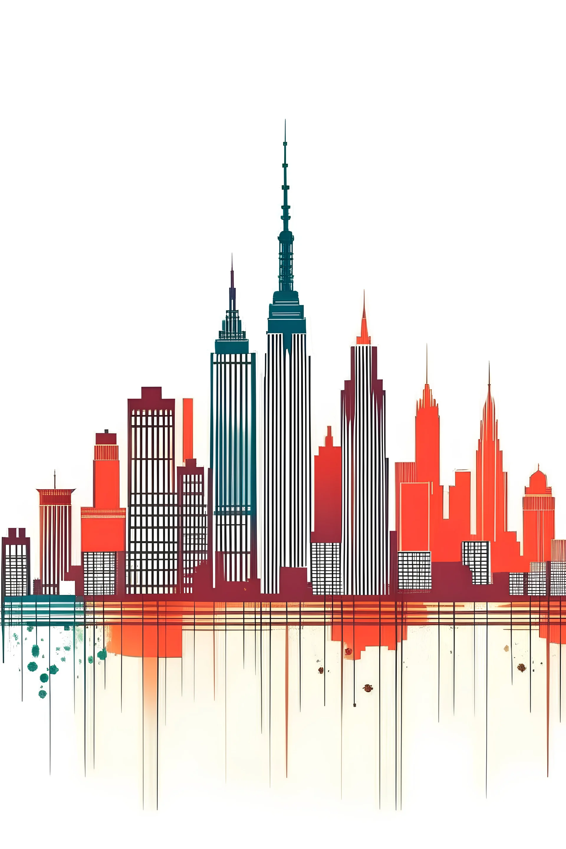 New York skyline Empire State Building art color premium minimalistic illustration Text: New York City