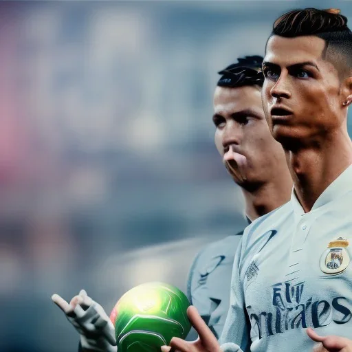 cristiano ronaldo ,CR7, holding world cup 2022 , unreal engine 5