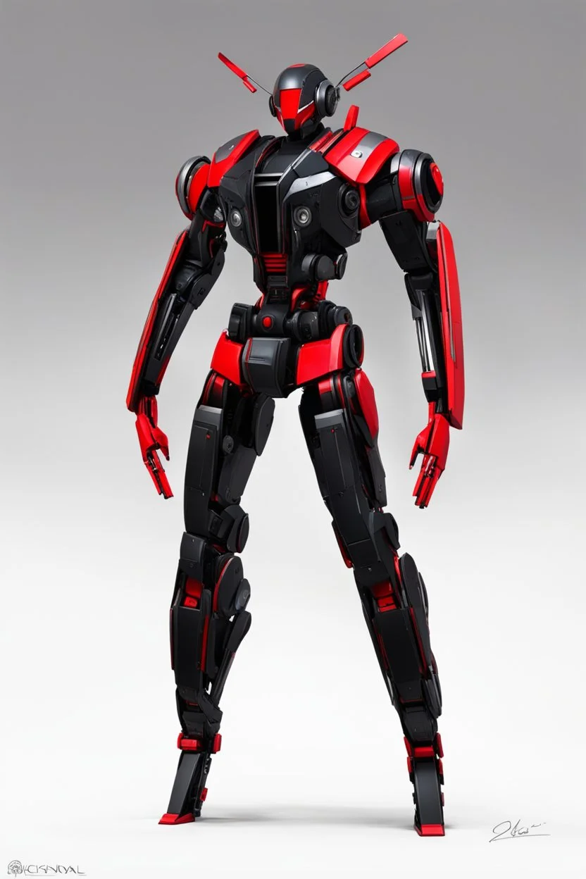 Sci-Fi, Large Mechainal Robot Red and Black, Space, Magic, Dangerous