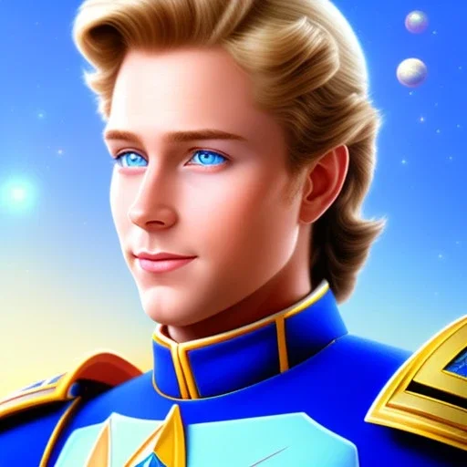 prince galactique beau fin, profil de trois quart, grand front cosmique, peau bleu cristalline, yeux bleu réel, cheveux blond et rose étoilé, armure sur le corps, collier de grand prince, lèvres souriante, très jolie sourire, fond de galaxie. 4k prince galactique beau fin, profil de trois quart, grand front cosmique, peau bleu cristalline, yeux bleu réel, cheveux blond et rose étoilé, armure sur le corps, collier de grand prince, lèvres souriante, très jolie sourire, fond de galaxie. 4