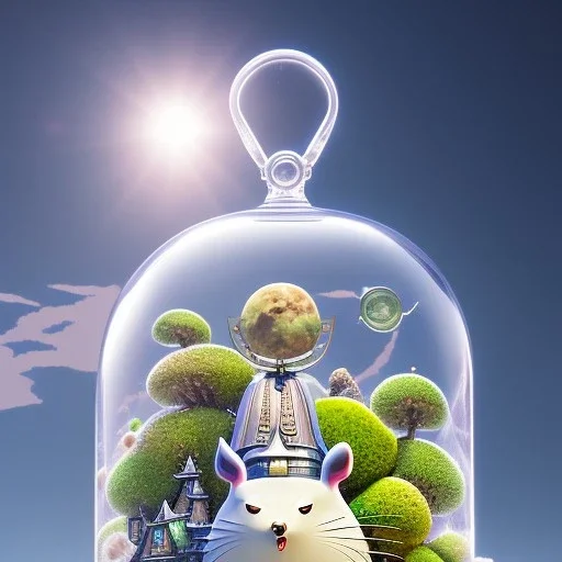 A studio ghibli characters in a jar floating, super high resolution, professional photograph, in focus, beautiful detail, professional digital art, stunning 4k, volumetric light, Award-winning photograph, photography, tokio background