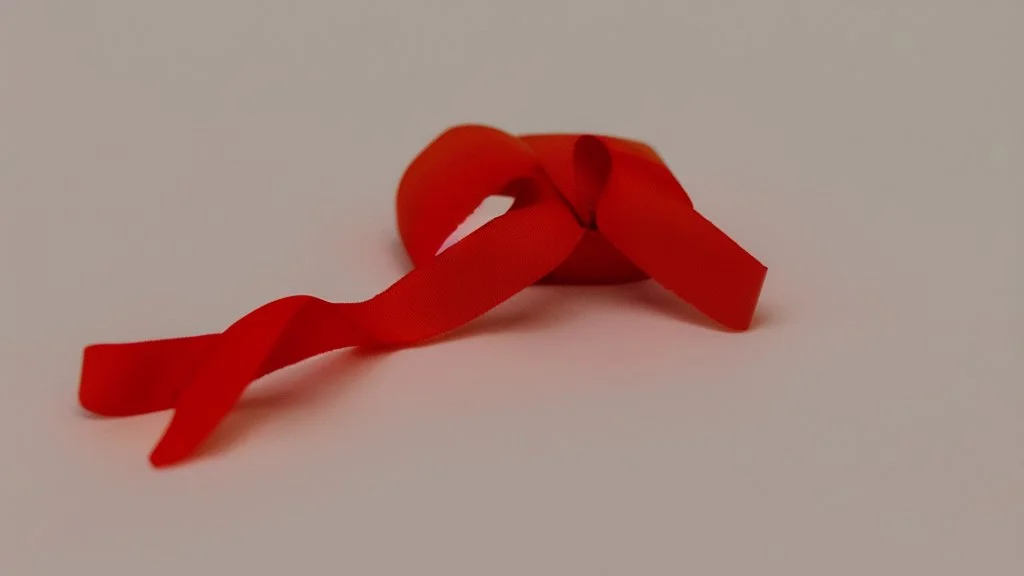 a packet of red pills, a torn red ribbon, on a white background