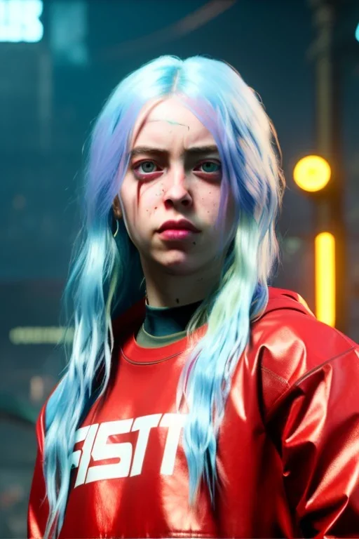 Billie Eilish, cyberpunk2077, booty, photorealistic, 2k