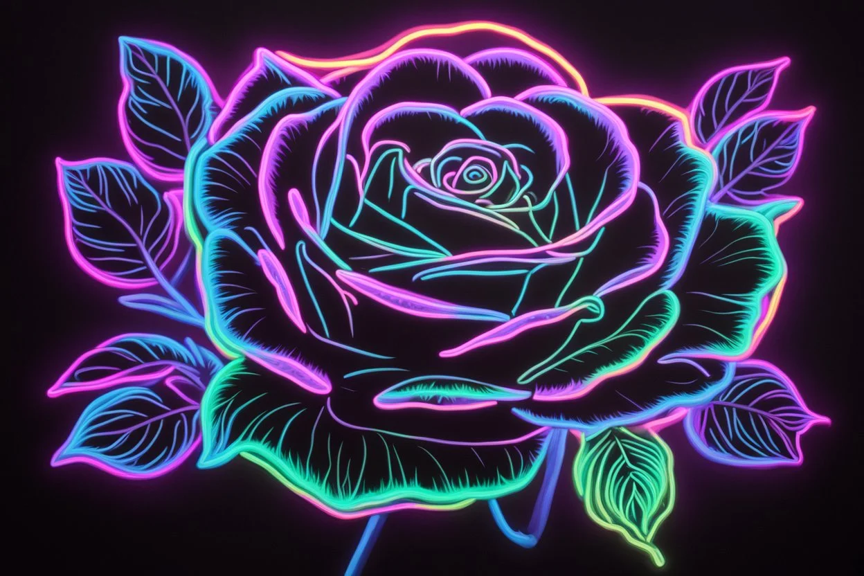 Black light art, neon rose